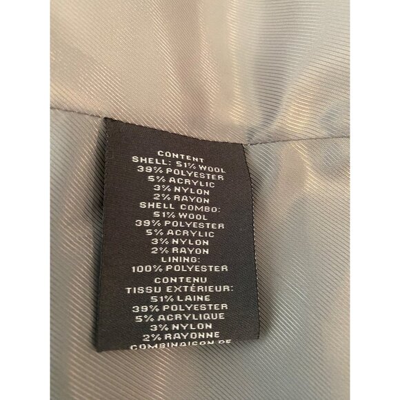 Vince Camuto Midi Coat Gray Double-Breasted Black Trim Wool Bend Medium - Picture 6 of 15